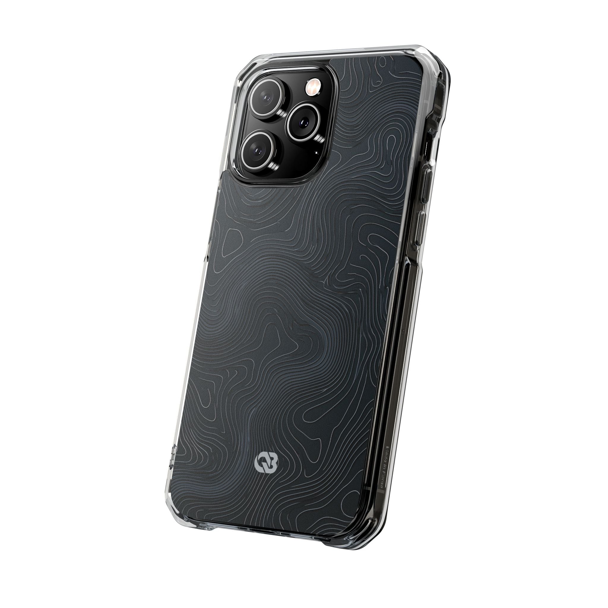 Black Impact MagSafe Phone Case for iPhone - Obsidian Ridge Topo