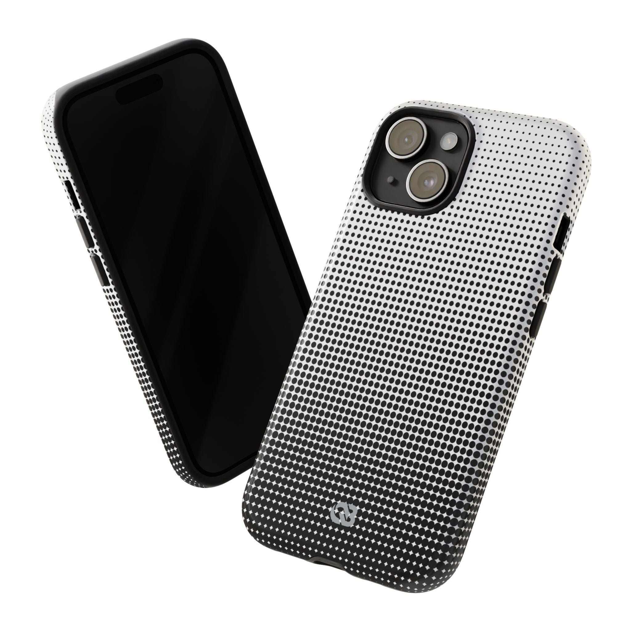 Black Tough Phone Case for iPhone - Obsidian Halftone Flux