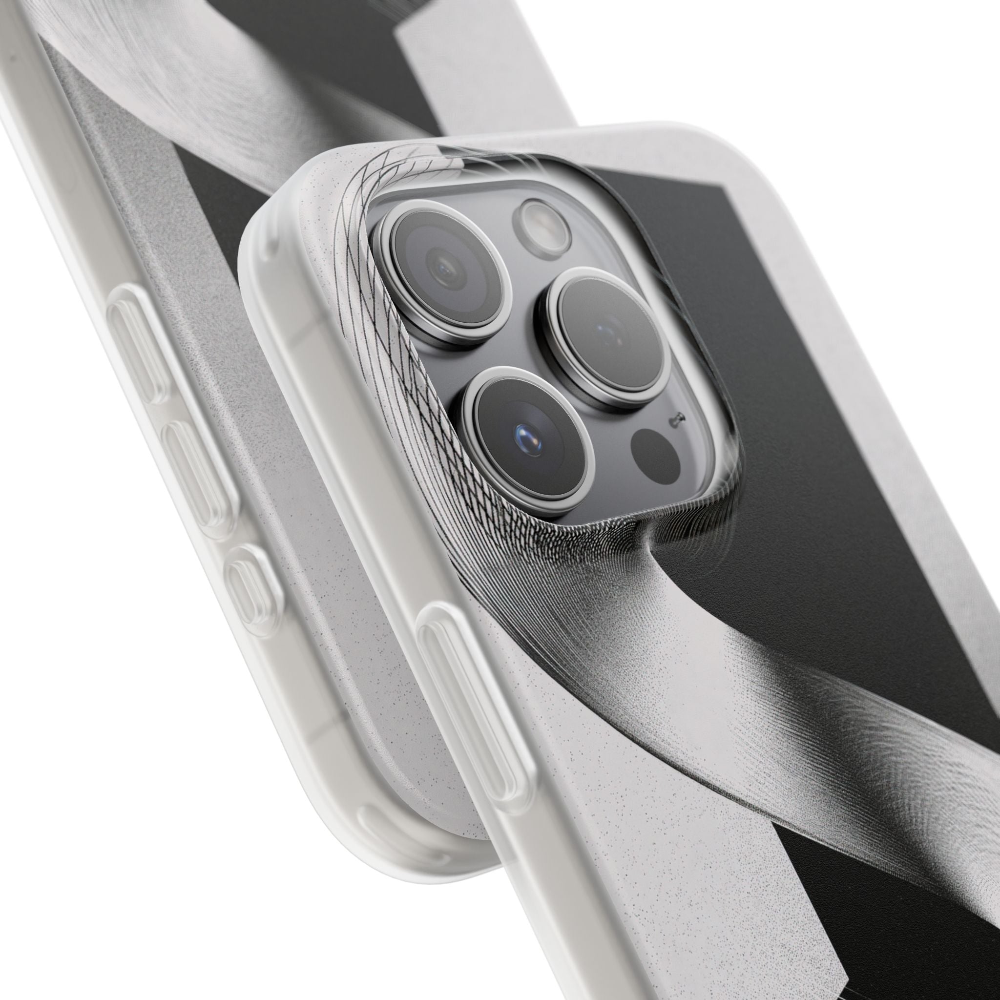 Grey Lite Phone Case for iPhone - Obsidian Moiré Wave