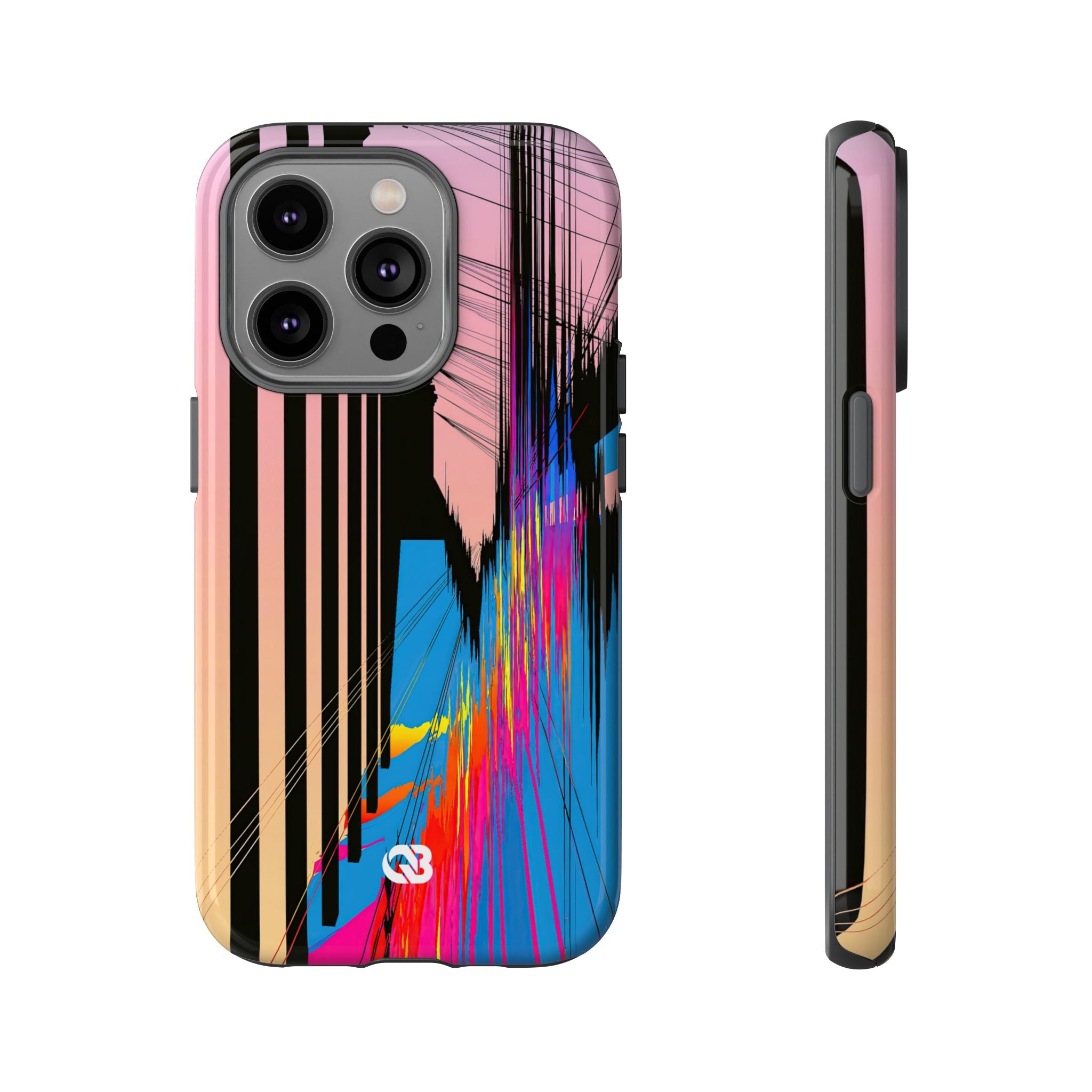 Blue Tough Phone Case for iPhone - Fractured Data Skyline