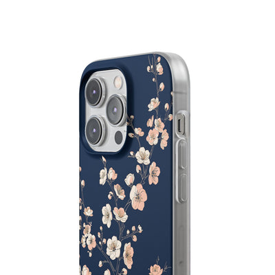 Blue Lite Phone Case for iPhone - Midnight Peach Sakura