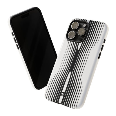 White Tough Phone Case for iPhone - Kinetic Mono Distortion