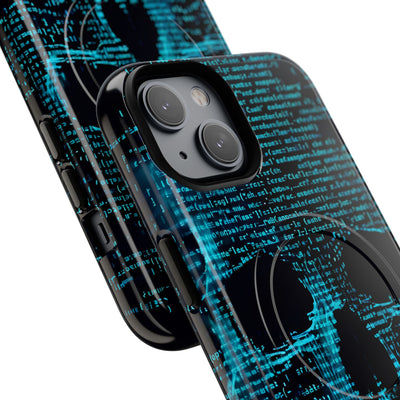 Cyan Glitch Skull · Tough+ Magsafe