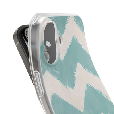 Teal Painted Chevron · Soft Phone Case for iPhone