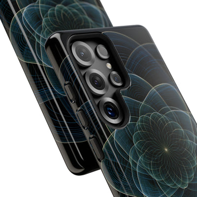 Blue Tough Phone Case for Samsung - Celestial Wireframe Bloom