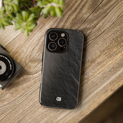 Black Tough Phone Case for iPhone - Raw Obsidian Slate