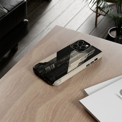 Beige Tough Phone Case for iPhone - Monolith Urban Grid