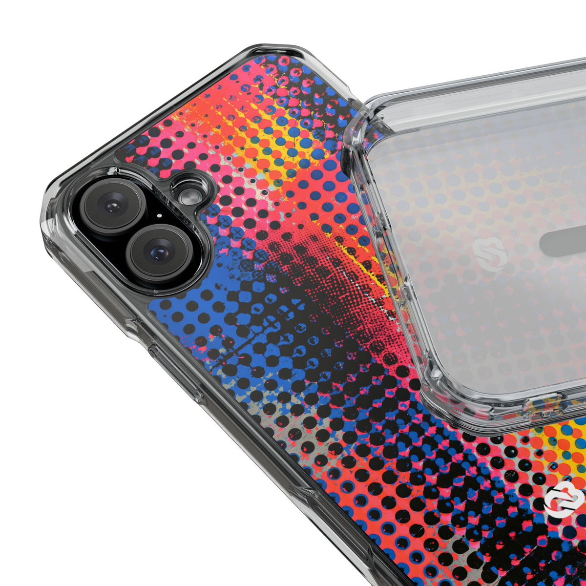 Chromatic Halftone Grid · Clear Impact Magnetic Phone Case for iPhone ·  Blue