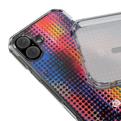 Chromatic Halftone Grid · Clear Impact Magnetic Phone Case for iPhone ·  Blue