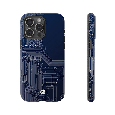 Blue Tough Phone Case for iPhone - Cobalt Data Stream