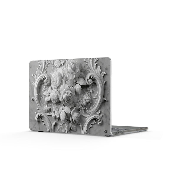 Rococo Marble Rose · Clear Hard Case for MacBook · White