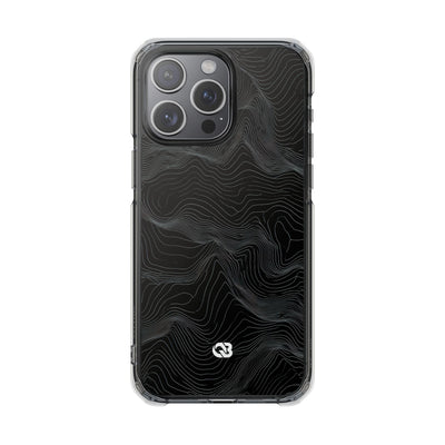 Black Impact MagSafe Phone Case for iPhone - Obsidian Topo Wireframe