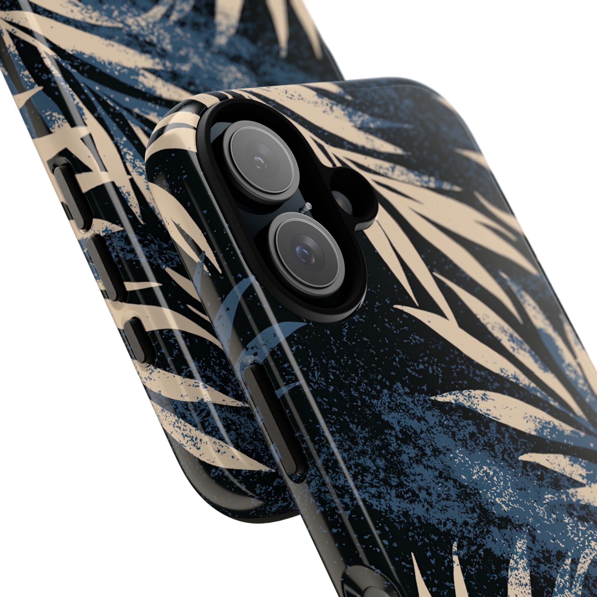 Blue Tough Phone Case for iPhone - Midnight Indigo Palm
