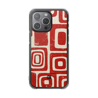 Vermilion Block Motif · Clear Impact Magnetic Phone Case for iPhone · Red