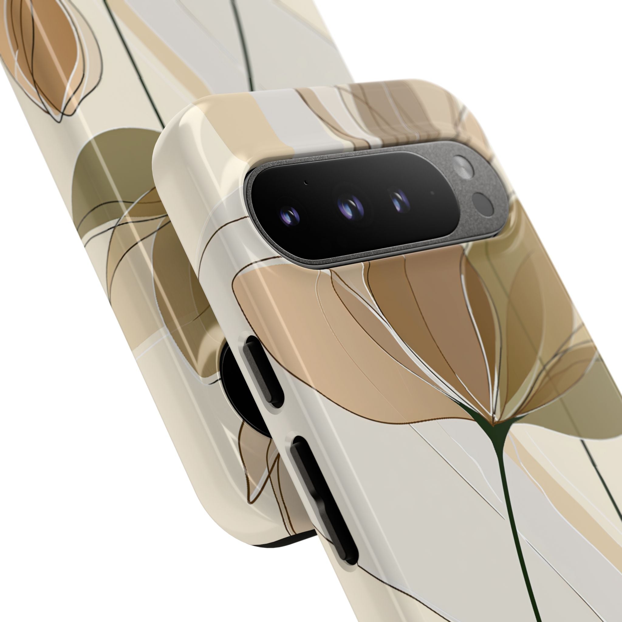 Beige Tough Phone Case for Google Pixel - Muted Ochre Petals