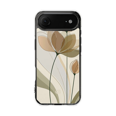Beige Impact MagSafe Phone Case for iPhone - Muted Ochre Petals