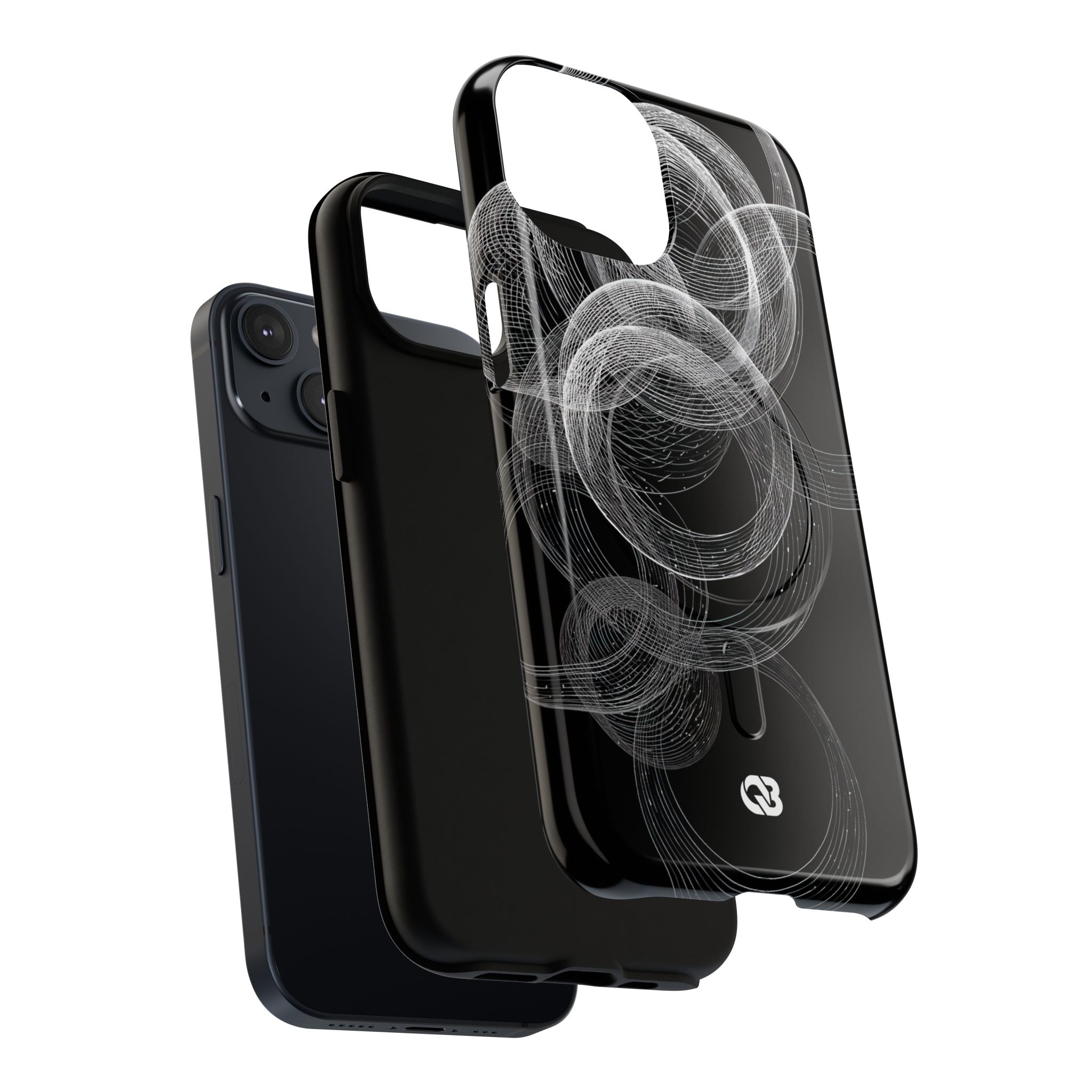 Black Tough 2.0 Magsafe Phone Case for iPhone - Kinetic Wireframe Orbit