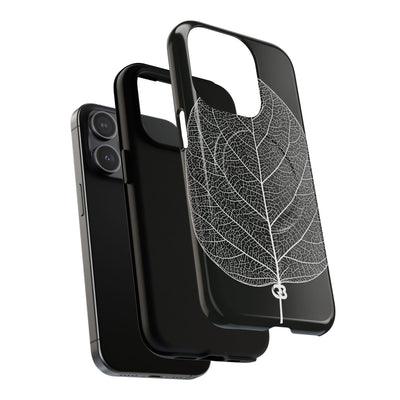 Black Tough 2.0 Magsafe Phone Case for iPhone - Bleached Leaf Lattice