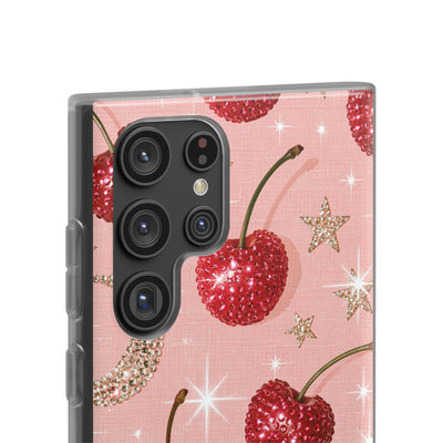 Bedazzled Ruby Cherries · Lite Phone Case for Samsung · Pink