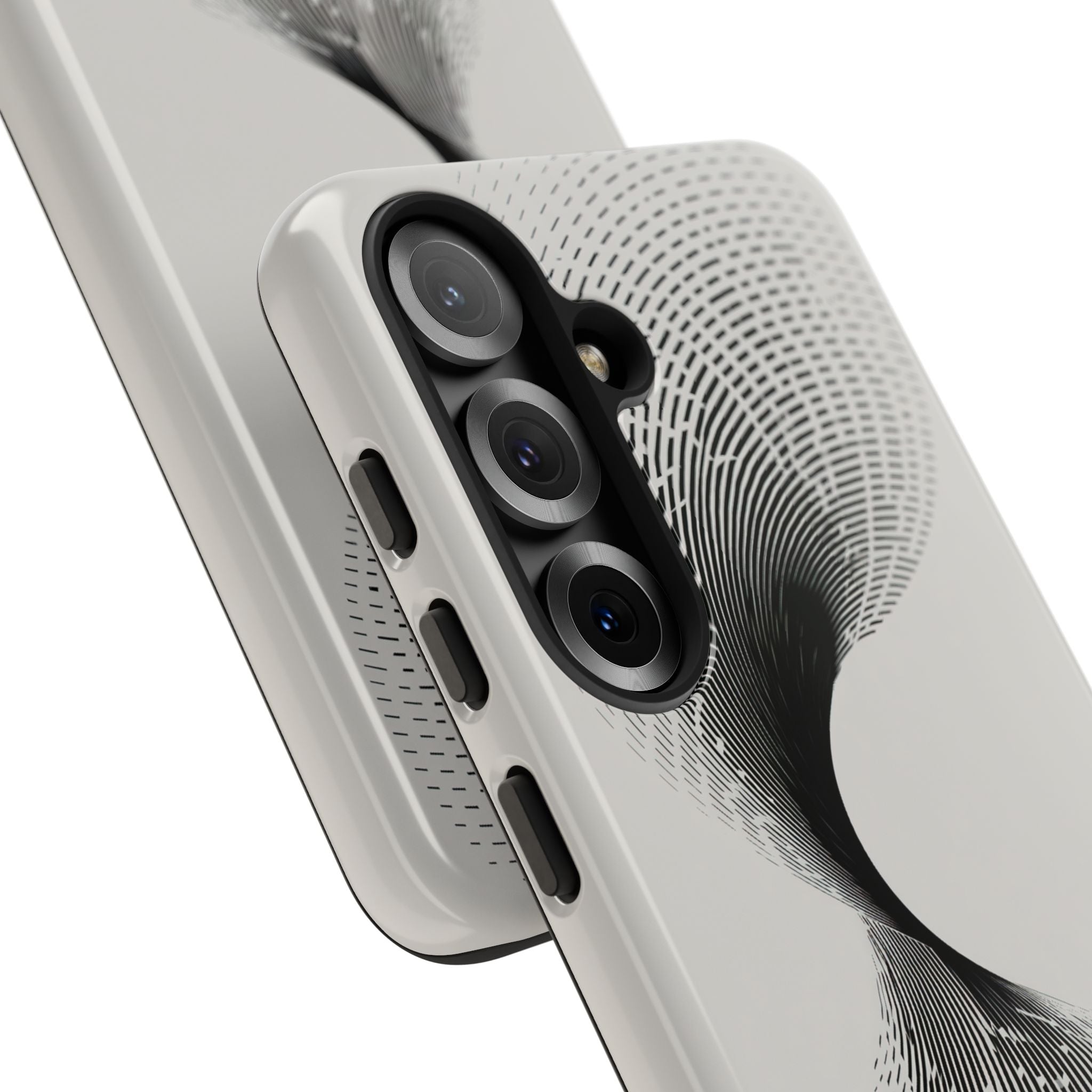 White Tough Phone Case for Samsung - Linear Torsion Grid