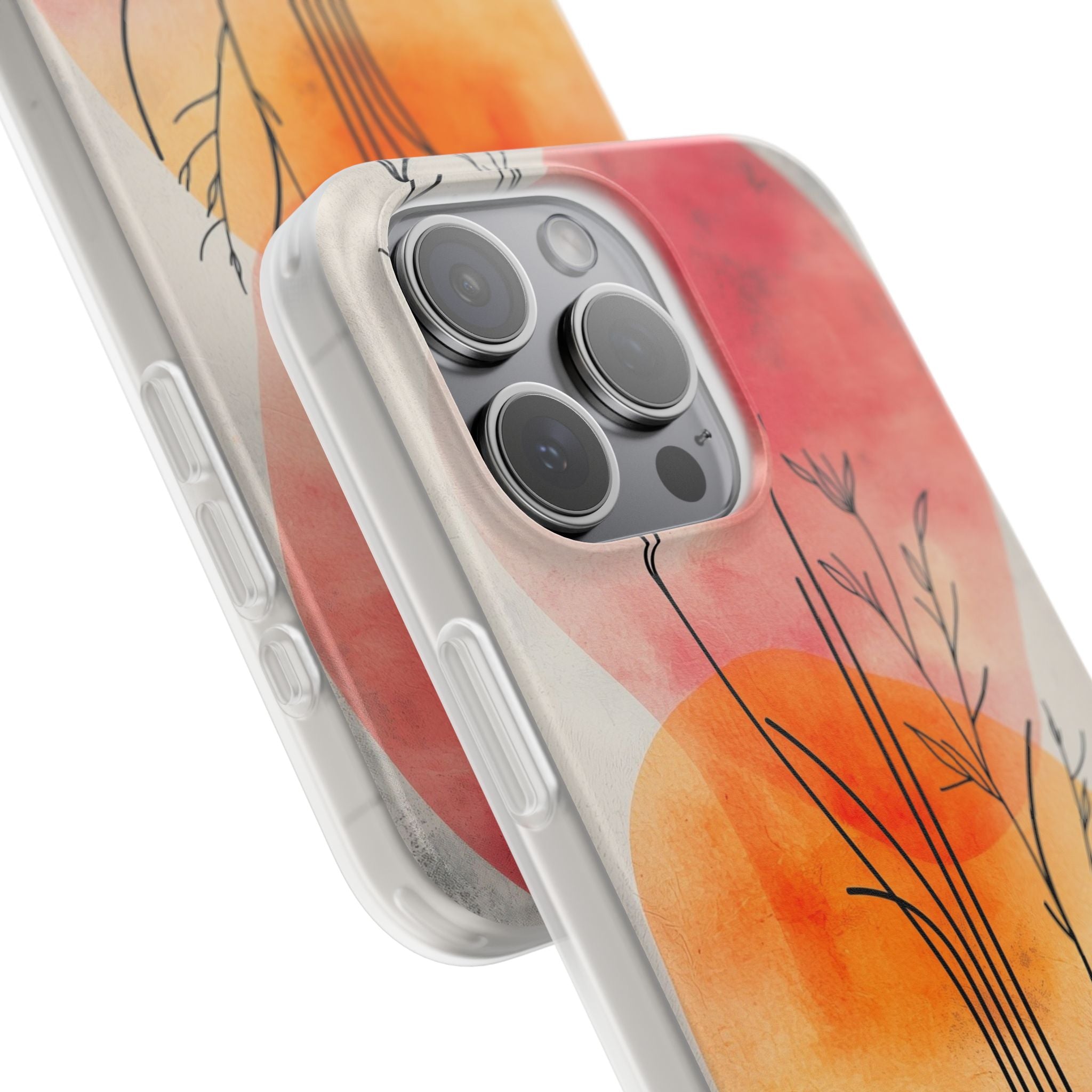 Curved Stem Sunset iPhone 15 Pro Max Case - Soft