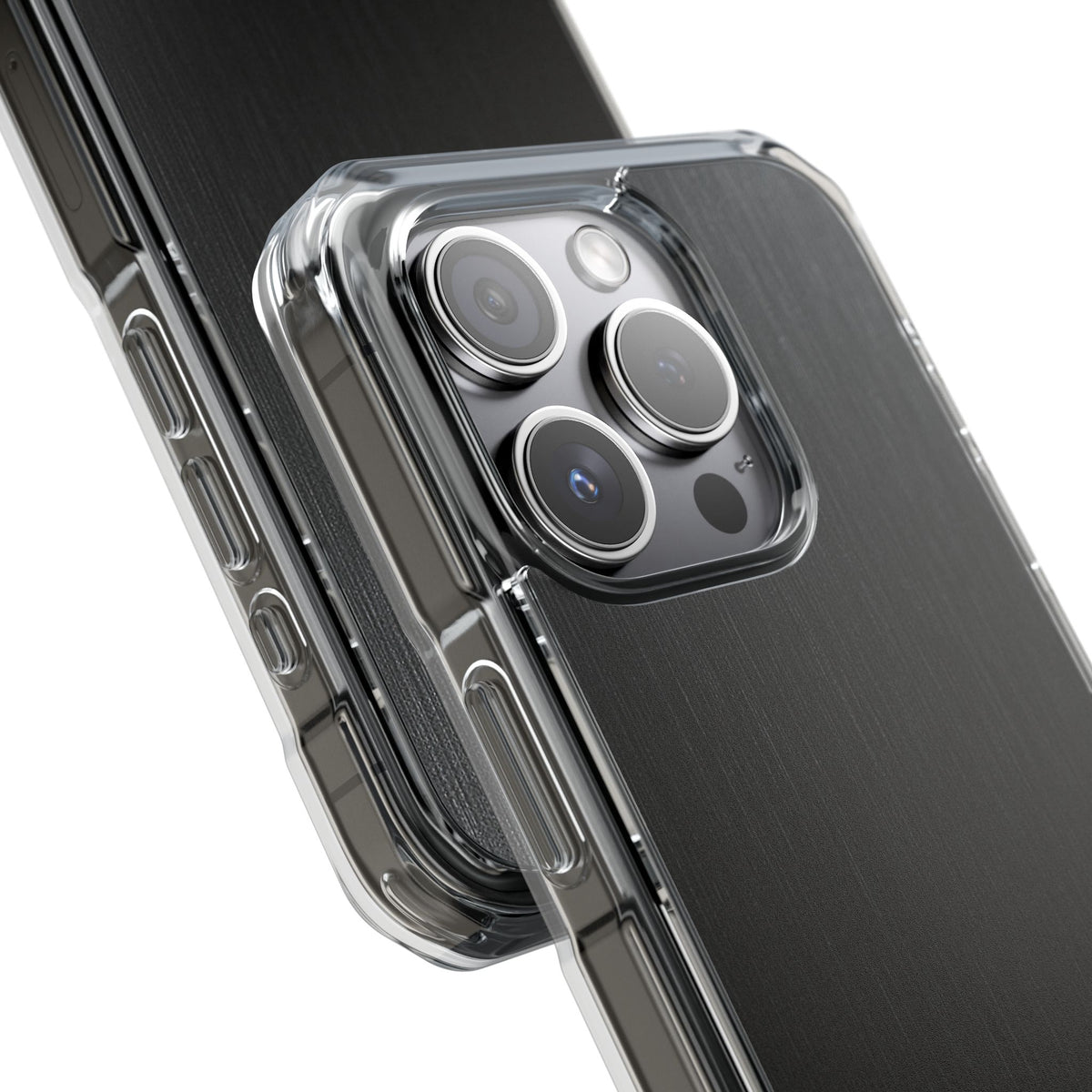 Obsidian Brushed Steel · Clear Impact Magnetic Phone Case for iPhone ·  Black