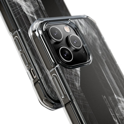 Black Impact MagSafe Phone Case for iPhone - Ghost Urban Wireframe