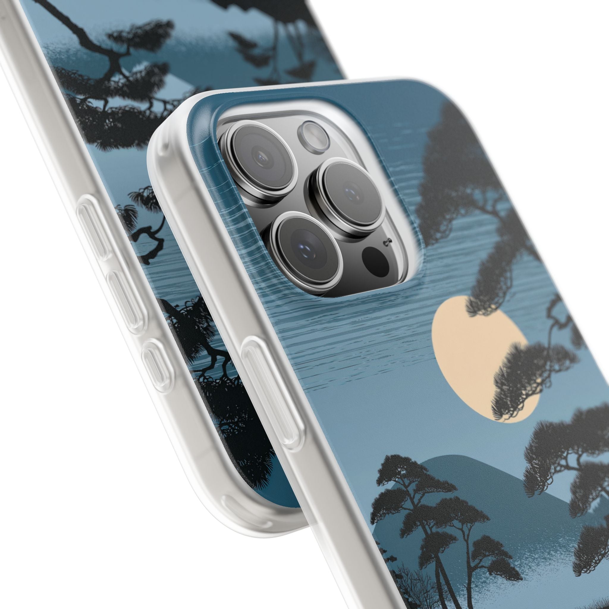 Blue Lite Phone Case for iPhone - Midnight Kyoto Pine
