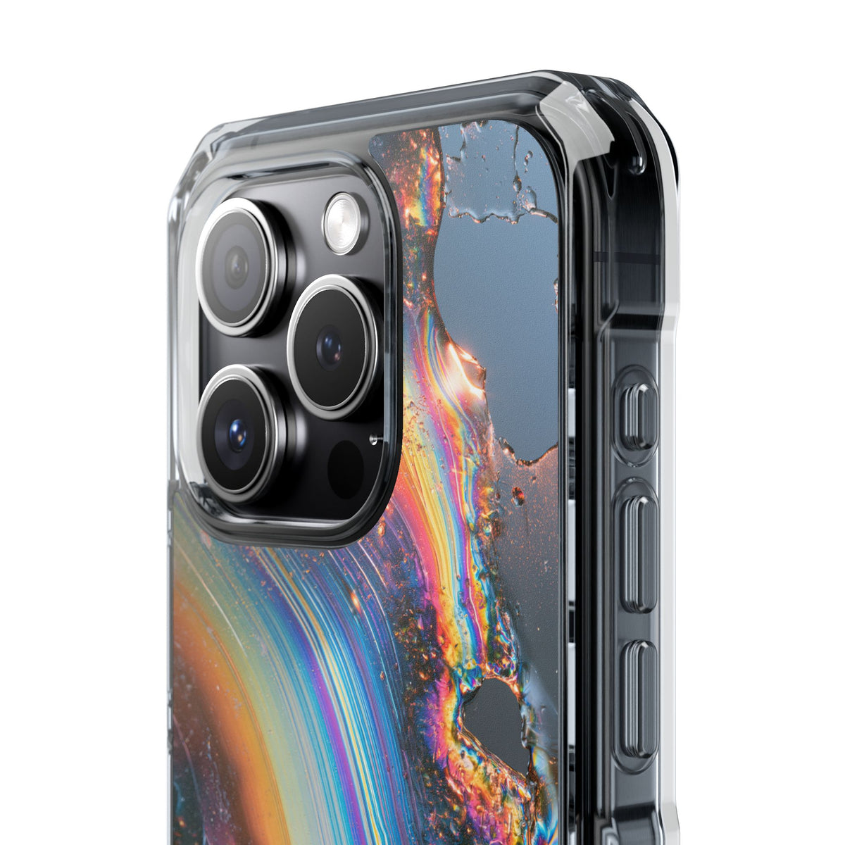 Prismatic Aura Flow · Clear Impact Magnetic Phone Case for iPhone · Blue