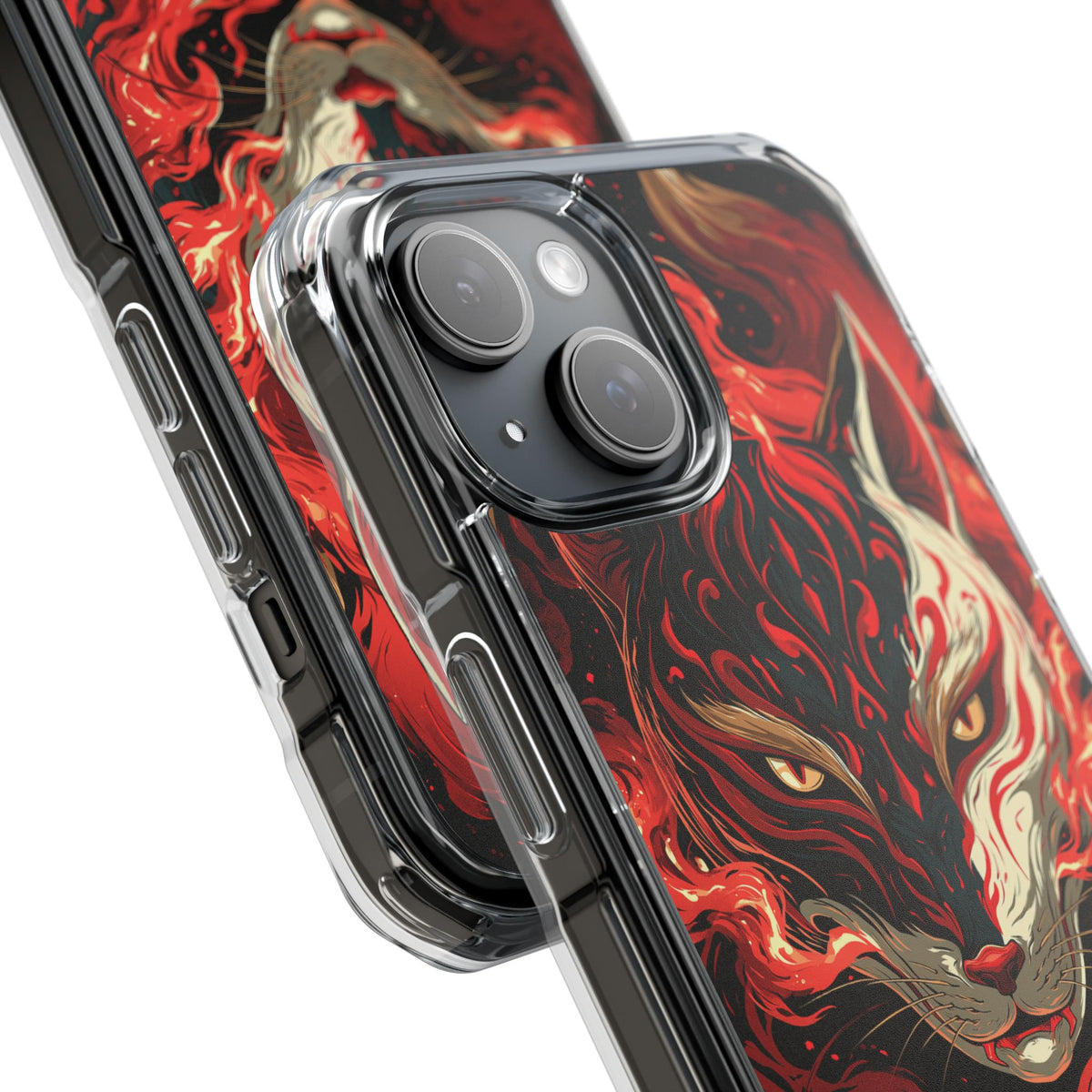 Crimson Kitsune Spirit · Clear Impact Magnetic Phone Case for iPhone · Red