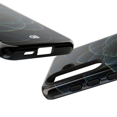 Blue Tough Phone Case for Samsung - Celestial Wireframe Bloom