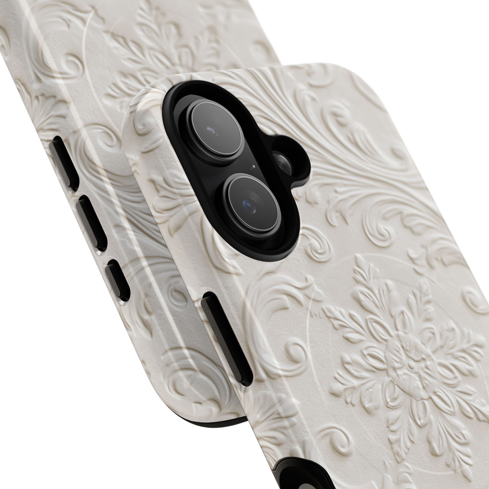 White Tough 2.0 Magsafe Phone Case for iPhone - Alabaster Floral Relief