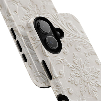 White Tough 2.0 Magsafe Phone Case for iPhone - Alabaster Floral Relief