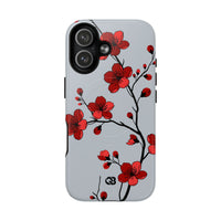 Grey Tough 2.0 Magsafe Phone Case for iPhone - Crimson Blossom Onyx