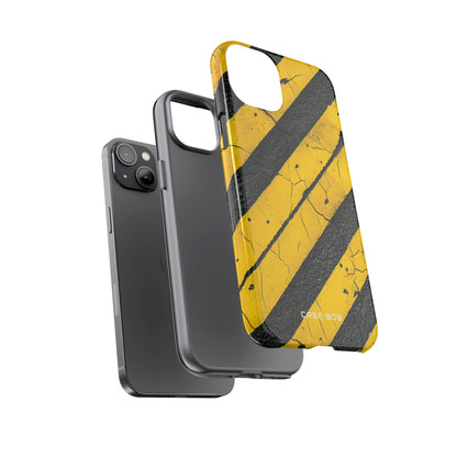 Yellow Stripe Distress iPhone 14 Plus Case - Tough
