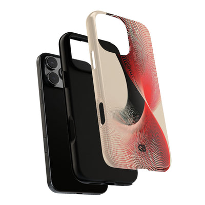 Red Tough Phone Case for iPhone - Crimson Grid Vortex