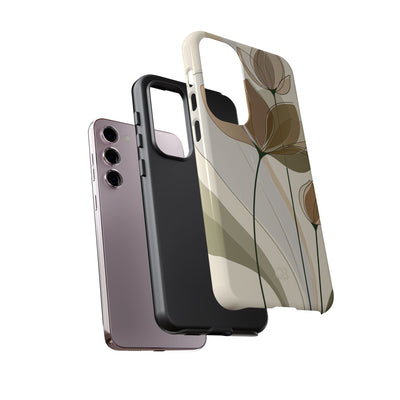 Beige Tough Phone Case for Samsung - Muted Ochre Petals