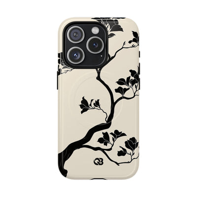 Beige Tough 2.0 Magsafe Phone Case for iPhone - Obsidian Bonsai Silhouette