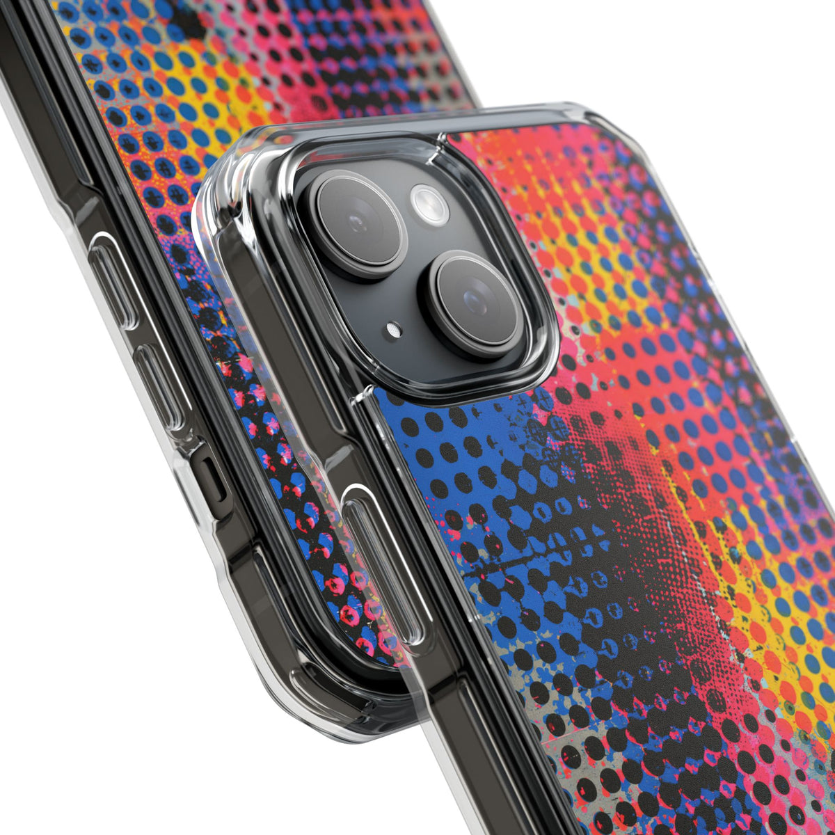 Chromatic Halftone Grid · Clear Impact Magnetic Phone Case for iPhone ·  Blue