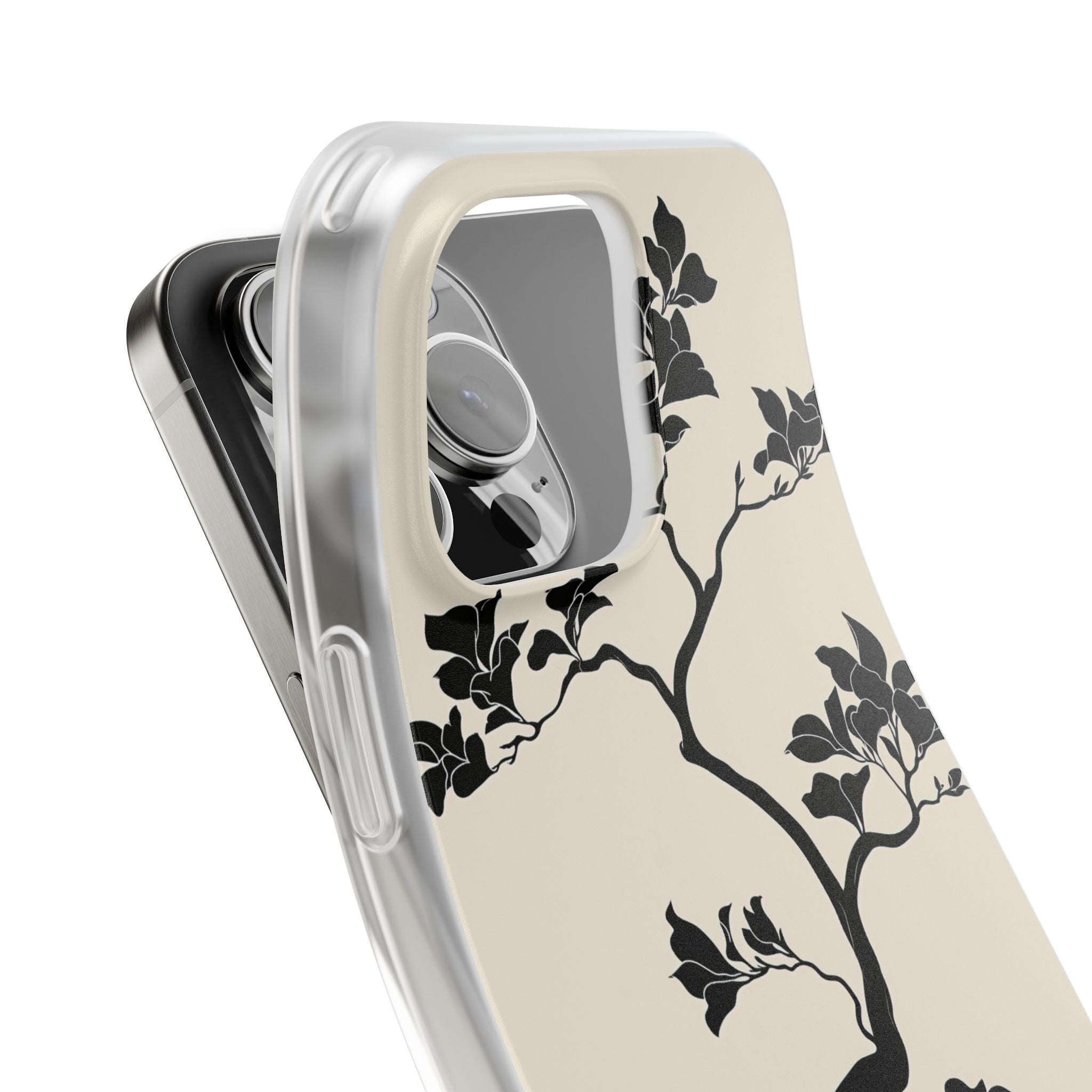 Beige Lite Phone Case for iPhone - Obsidian Bonsai Silhouette