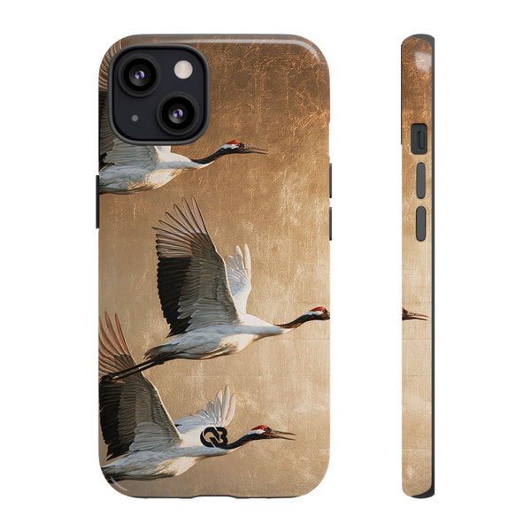 Golden Crane Flight · Tough Phone Case for iPhone · Gold