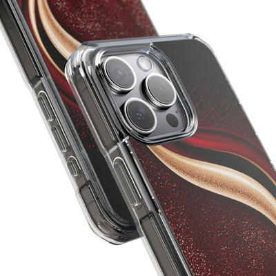 Gilded Crimson Flow · Clear Impact Magnetic Phone Case for iPhone · Red