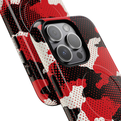 Crimson Halftone Camo · Tough 2.0 Magnetic Phone Case for iPhone · Red