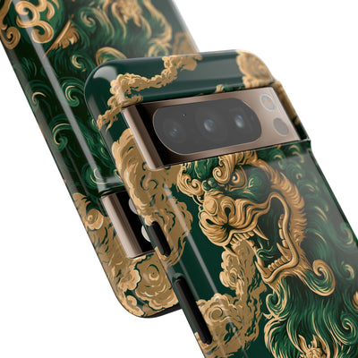 Imperial Guardian Lion · Tough Phone Case for Pixel ·  Green