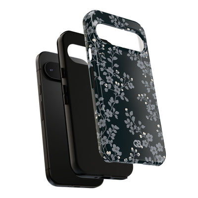 Black Tough Phone Case for Google Pixel - Midnight Slate Blossom