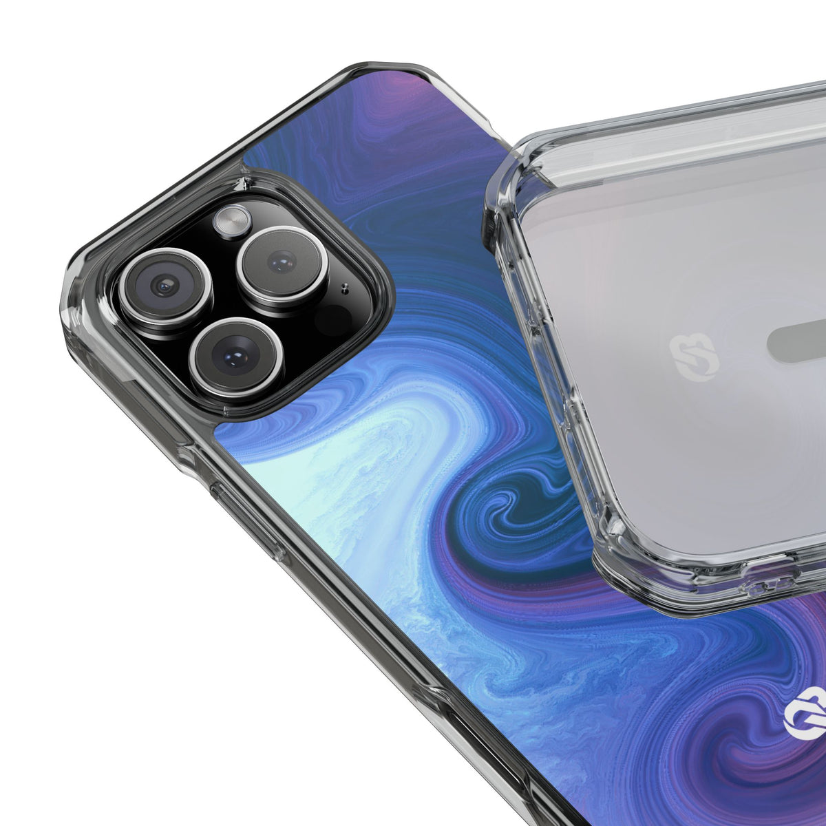 Azure Fluid Swirl · Clear Impact Magnetic Phone Case for iPhone · Blue