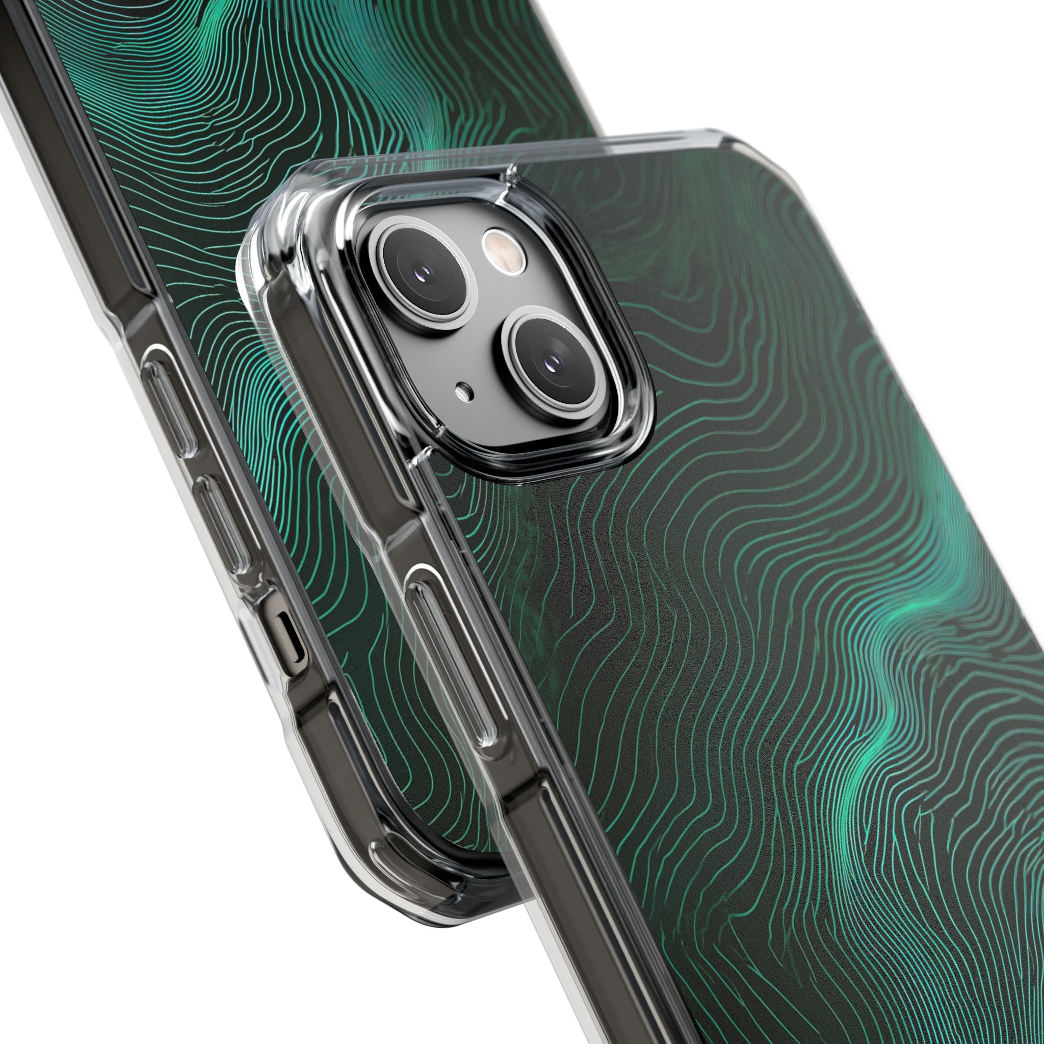 Teal Impact MagSafe Phone Case for iPhone - Neon Jade Contour