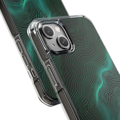 Teal Impact MagSafe Phone Case for iPhone - Neon Jade Contour