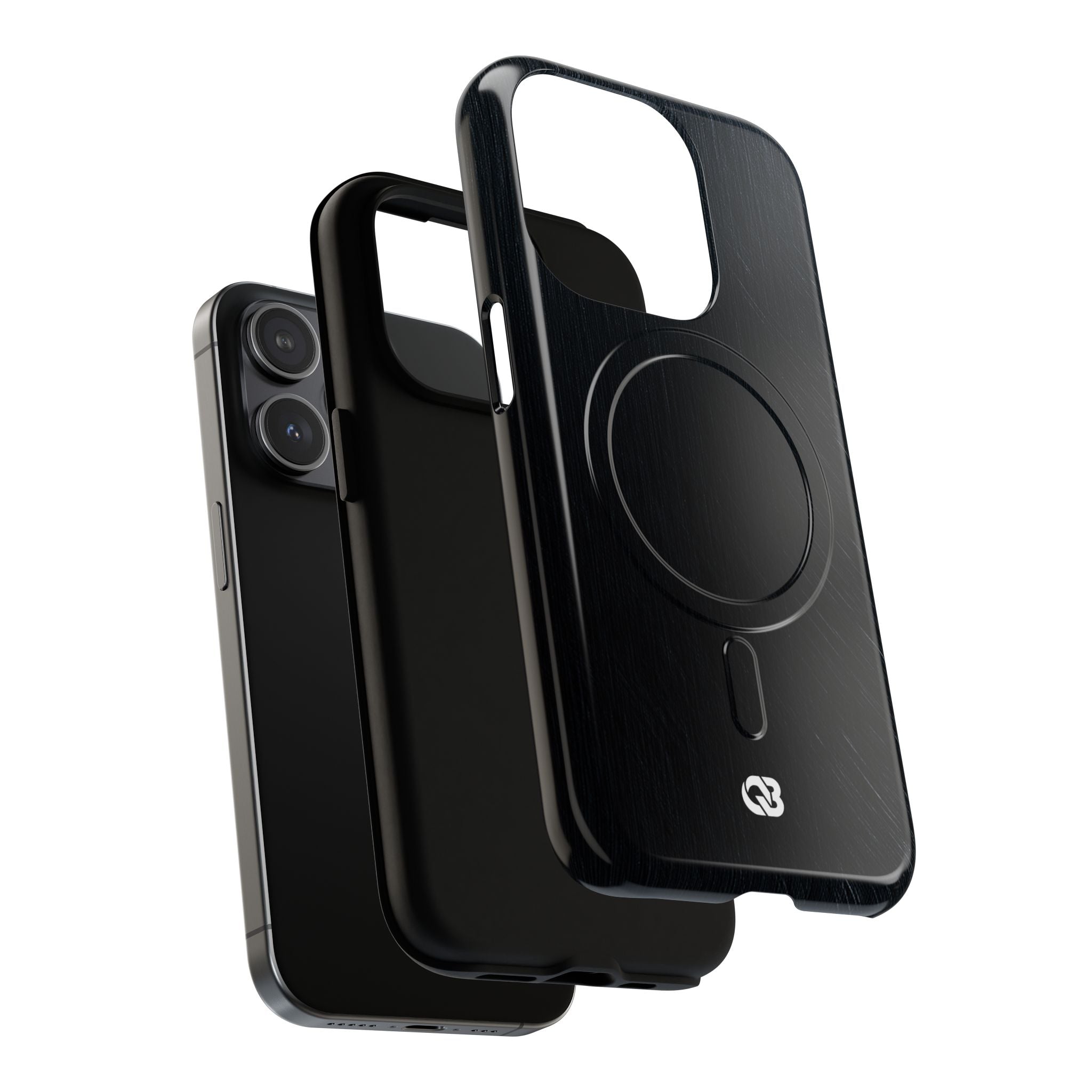 Black Tough 2.0 Magsafe Phone Case for iPhone - Midnight Brushed Grain