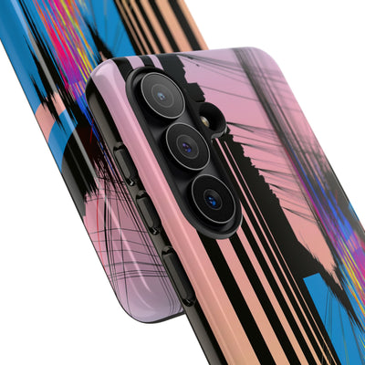 Blue Tough Phone Case for Samsung - Fractured Data Skyline